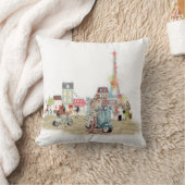 パリのコラージュのスケッチのかわいい通り クッション (ブランケット)
