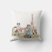 パリのコラージュのスケッチのかわいい通り クッション (裏面)