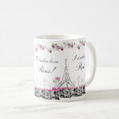 パリのコーヒーマグ白黒に行きたい コーヒーマグカップ (正面右)