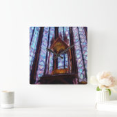 パリのサントシャペルのステンドグラス – 油 スクエア壁時計 (ホーム)