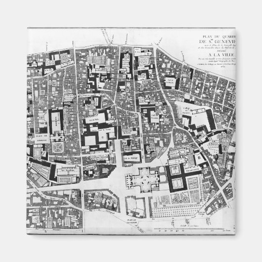 パリのサントジェネビエヴエリアの地図， 1756 マグネット (正面)