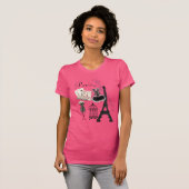 パリのシックでガーリーなピンクのヴィンテージのロマンスのファッション Tシャツ (正面フル)