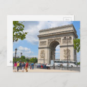パリのシャンゼリゼブールバードに凱旋門 ポストカード (正面/裏面)