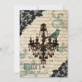 パリのシャンデリアのヴィンテージのブライダルシャワー 招待状 (正面)