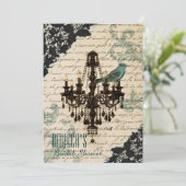 パリのシャンデリアのヴィンテージのブライダルシャワー 招待状 (スタンド正面)