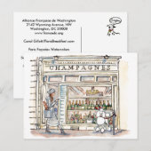 パリのシャンペンFlaneur インビテーションポストカード (正面/裏面)