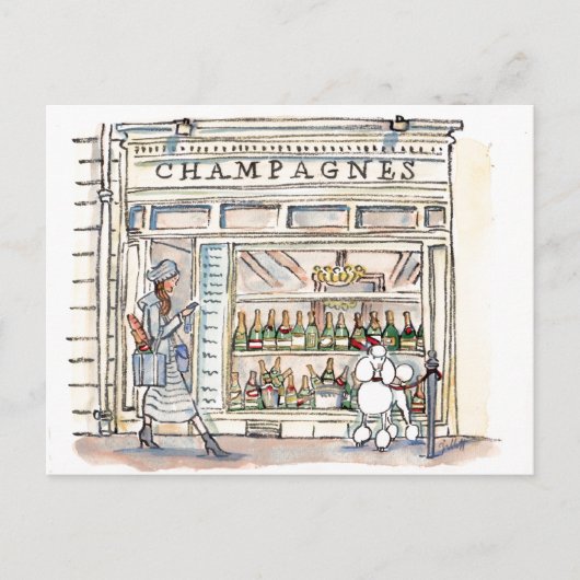 パリのシャンペンFlaneur インビテーションポストカード (正面)