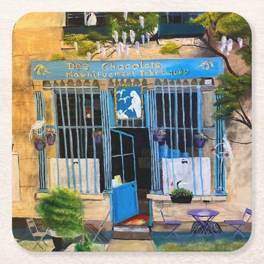 パリのショコラショップバイゲイリー・ポリング スクエアペーパーコースター (正面)