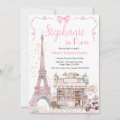 パリのスイート・シックスティーン 16歳の誕生日パーティー ピンクの女の子 招待状 (正面)