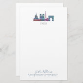 パリのスカイラインによって着色される建物 便箋 (正面/裏面)