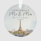 パリのスカイライン 初めてのミセス・マスタークリスマス 写真 オーナメント (正面)