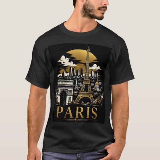 パリのスカイライン Tシャツ (正面)