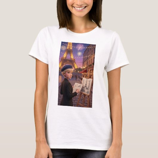 パリのスケッチブック 花火の夜 Tシャツ (正面)