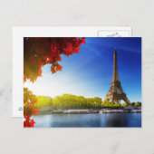 パリのセーヌ川とエッフェル塔の秋 ポストカード (正面/裏面)
