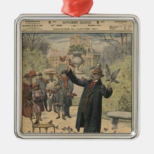 パリのタイプ、の鳥の魅惑者 メタルオーナメント (正面)