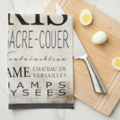 パリのタイポグラフィ-地下鉄のスタイル キッチンタオル (四つ折り)