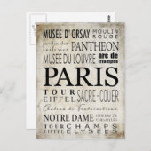 パリのタイポグラフィ-地下鉄のスタイル ポストカード (正面/裏面)