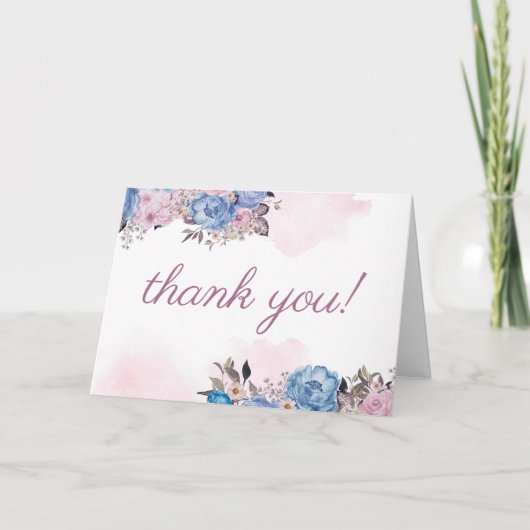 パリのチャーム フローラル カスタム ウェディング フォト サンキューカード (正面)