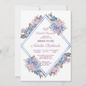 パリのチャーム フローラル ダイヤモンド ブライダル ブランチ シャワー 招待状 (正面)