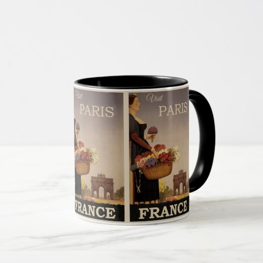 パリのチャーム:ヴィンテージフランス女性との旅行 マグカップ (正面右)