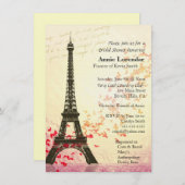 パリのテーマのブライダルシャワーの招待状のテンプレート 招待状 (正面/裏面)