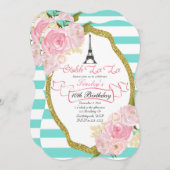 パリのテーマの誕生日のパーティの招待状 招待状 (正面/裏面)