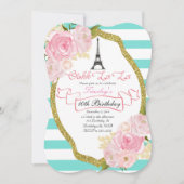 パリのテーマの誕生日のパーティの招待状 招待状 (正面)