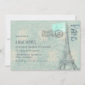 パリのテーマの誕生日パーティーに写真の招待を追加 招待状 (正面)