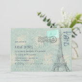 パリのテーマの誕生日パーティーに写真の招待を追加 招待状 (スタンド正面)