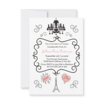 パリのテーマ – 3x5バチェロレッテ招待状
