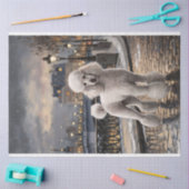 パリのデコペ絵を描で白いプードル 薄葉紙 (クラフト)