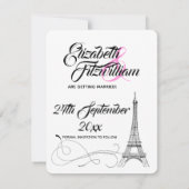 パリのドゥードル 結婚式 Save The Date 招待状 (裏面)
