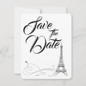 パリのドゥードル 結婚式 Save The Date 招待状 (正面)