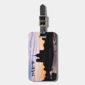 パリのノートルダム大聖堂に沈む夕日 - フランス, パリ ラゲッジタグ (正面縦)