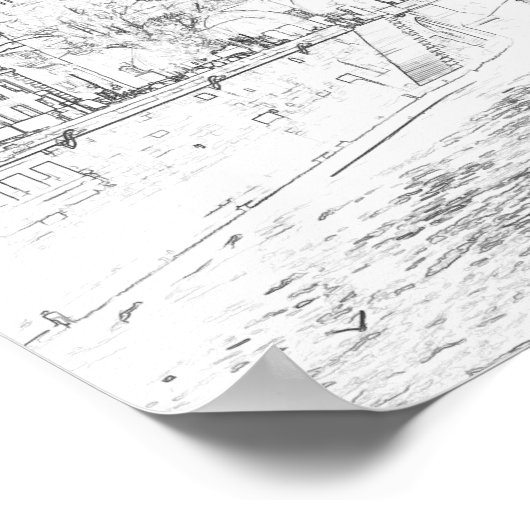 パリのノートルダム大聖堂のイラスト ポスター (角)