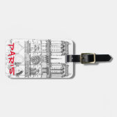 パリのノートルダム大聖堂のイラスト ラゲッジタグ (正面横)