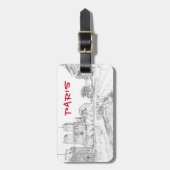 パリのノートルダム大聖堂のイラスト ラゲッジタグ (正面縦)