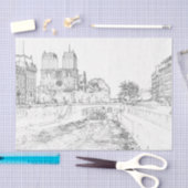 パリのノートルダム大聖堂のイラスト 薄葉紙 (クラフト)