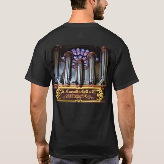 パリのノートルダム大聖堂のカヴァイエ・コル大オルガン Tシャツ (裏面)