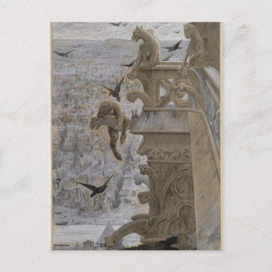 パリのノートルダム大聖堂の獅子像 ポストカード (正面)