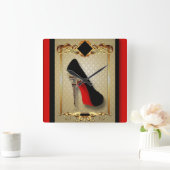 パリのハイヒール スクエア壁時計 (ホーム)