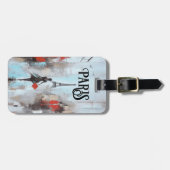 パリのバウンドウーマンインブラック ラゲッジタグ (正面横)