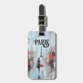 パリのバウンドウーマンインブラック ラゲッジタグ (正面縦)