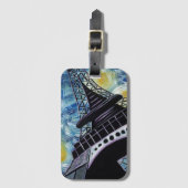 パリのバッグのラベルの星明かりの夜 ラゲッジタグ (正面縦)