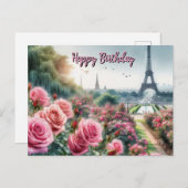 パリのバラ園 ハッピーバースデー ポストカード (正面/裏面)