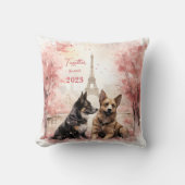 パリのバレンタインデー – 犬のカップル – クッション (正面)