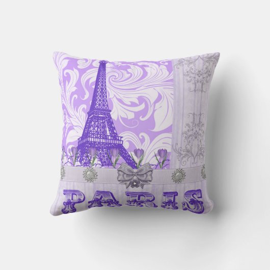 パリのパステル調の紫色の装飾用クッション クッション (裏面)