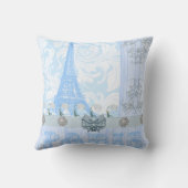 パリのパステル調の青い装飾用クッション クッション (裏面)