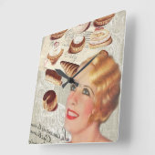 パリのパン屋のカップケーキのペストリーのクッキーのカップケーキ スクエア壁時計 (傾斜)