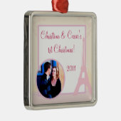パリのパーソナライズでカスタムなオーナメントの恋人 メタルオーナメント (右)